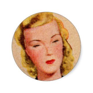 Vintage Women Woman 40s Catalog Art 'April'' Round Sticker
