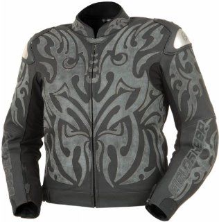 Fieldsheer Mens Tatt Leather Motorcycle Jacket Black/Grey Large L Automotive