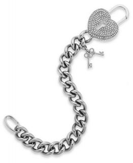 Juicy Couture Bracelet, Silver Tone Pave Heart Padlock Charm Bracelet   Fashion Jewelry   Jewelry & Watches