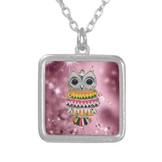 Cute Bling  Owl With Colorful Zig Zag Pattern Custom Jewelry