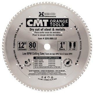 CMT 226.080.12 Industrial Dry Cut Steel Saw Blade, 12 Inch x 80 Teeth 8 FWF Grind with 1 Inch Bore   Circular Saw Blades  