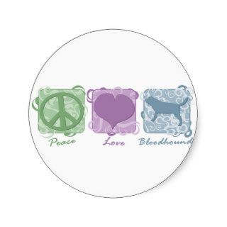 Pastel Peace, Love, and Bloodhounds Stickers
