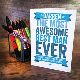 personalised best man thank you card by a is for alphabet