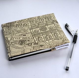 a6 paris map fabric notebook/sketchbook by grace & favour home