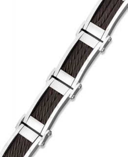 Mens Stainless Steel Bracelet, Black Ion Plated Cable Link Bracelet   Bracelets   Jewelry & Watches