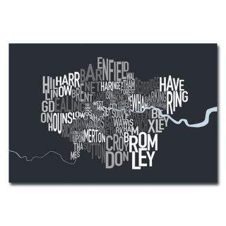 Trademark Fine Art London Borough Text Map by Michael Tompsett
