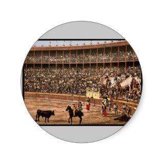 A bull fight, Barcelona, Spain vintage Photochrom Sticker