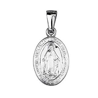 .925 Sterling Silver Rhodium Plated 20mm Height Religious Our Lady of Guadalupe Miraculous Mary Medal Charm Pendant Jewelry