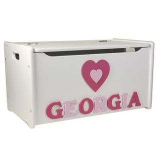 personalised girl's wooden toy box by pitter patter products