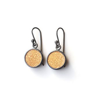 pottery shard crackle dot earrings by tania covo
