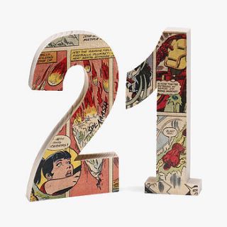 bespoke comic birthday numbers by bombus