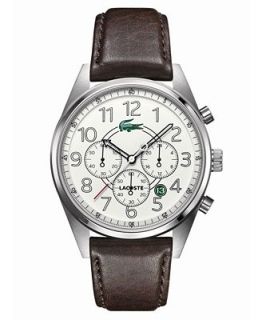 Lacoste Watch, Mens Chronograph Zaragoza Brown Leather Strap 43mm 2010620   Watches   Jewelry & Watches