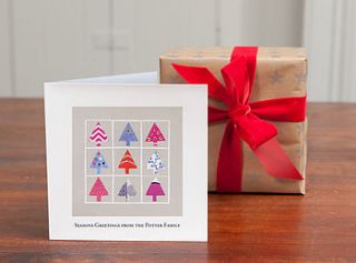 personalised 'patchwork trees christmas card' by honey tree publishing