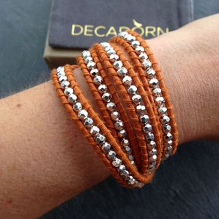 leather sunset orange wrap bracelet by decadorn