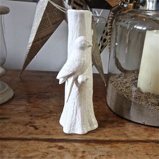 white bird and tree ceramic bud vase by london garden trading