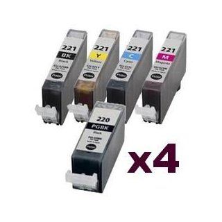20 Packs With Chip ink Cartridge for Canon PGI 220 BK CLI 221K CLI 221C CLI 221M CLI 221Y