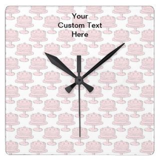 Pink Cake Pattern with Custom Text. Wall Clock