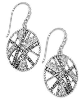 Genevieve & Grace Sterling Silver Crystal (7/8 ct. t.w.) and Marcasite Drop Earrings   Earrings   Jewelry & Watches