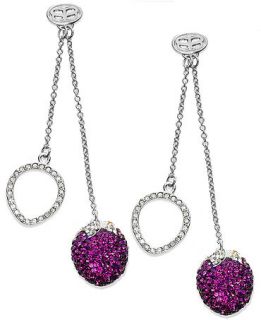 SIS by Simone I Smith Platinum Over Sterling Silver Earrings, Pink Crystal Strawberry Drop Earrings   Earrings   Jewelry & Watches