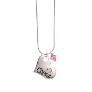 Cheer Heart with AB Swarovski Crystal Rose Swarovski Bicone Charm Necklace Jewelry