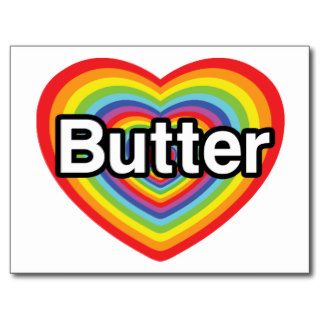 I love Butter rainbow heart Post Cards