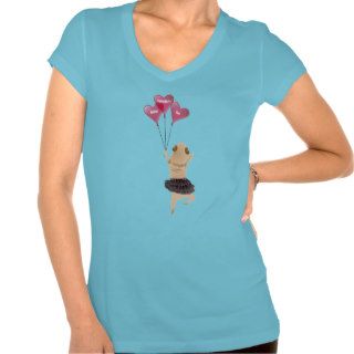 Super Cute Valentine Pug in Tutu with Balloons T shirt