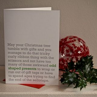 'odd shaped presents' christmas card by the right lines