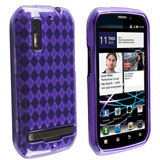 Purple Argyle TPU Rubber Skin Case for Motorola MB855 Photon 4G BasAcc Cases & Holders