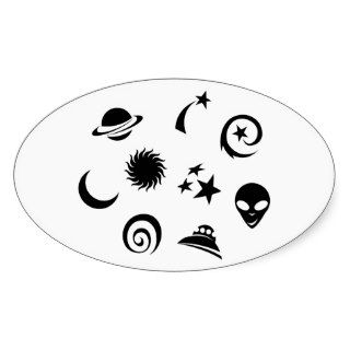 Universe Icons Silhouette Oval Stickers