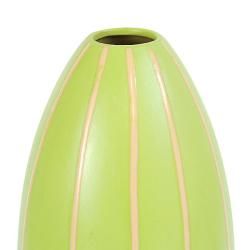 Terracotta Lime Green Vase with Beige Stripes (Thailand) Vases