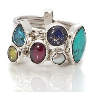 multi colour gemstone silver stacking ring by charlotte's web