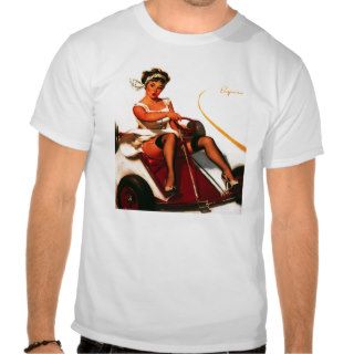 Vintage Retro Gil Elvgren Go Kart Pin Up Girl Shirt