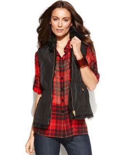 Ellen Tracy Faux Fur Reversible Vest   Jackets & Blazers   Women