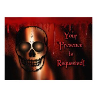 Halloween Party   Skelton and Bloody Invitation Custom Announcements