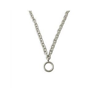 Sterling Silver Heavy Cable Chain Necklace with Toggle Ring Charm Holder Jewelry