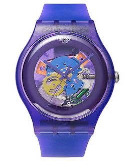 Swatch Watch, Unisex Swiss Purple Lacquered Purple Silicone Strap 41mm SUOV100   Watches   Jewelry & Watches