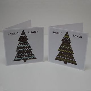 tree welsh christmas cards, six pack by adra