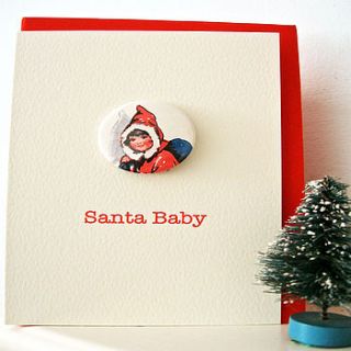 santa baby  handmade  badge christmas card by cowboys & custard