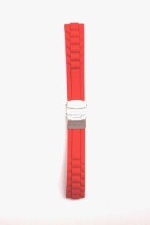 22mm Red President Style Rubber/Silicone Watchband with S/S Deployment Buckle Watches