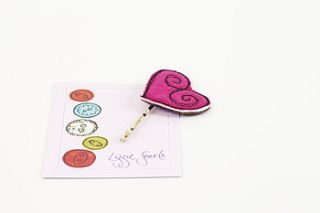 embroidered linen heart hairgrip by lizzie searle