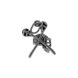 Sterling Silver Lacrosse Sticks and Helmet Charm