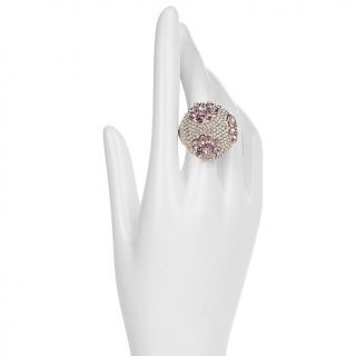 Joan Boyce "Faintly Floral" Amethyst Color and Clear Crystal Rosetone Ring