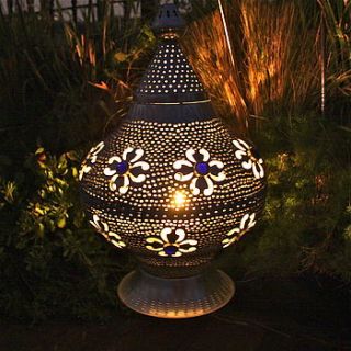 marrakech lantern with indigo glass jewels by london garden trading