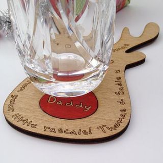 personalised christmas reindeer coaster by neltempo