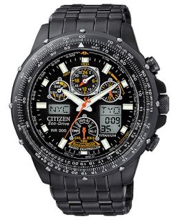 Citizen Mens Chronograph Eco Drive Black Stainless Steel Bracelet Watch 45mm JY0005 50E   Watches   Jewelry & Watches