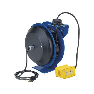Coxreels PC Series Power Cord Reel with Quad Receptacle — 50ft., Model# PC13-5012-B  Cord Reels