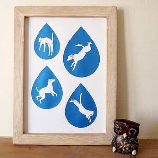 'raining cats and dogs' cat and dog art by hello dodo