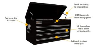 Homak Pro Series 27in. 4-Drawer Top Tool Chest — Blue, 26 1/4in.W x 12in.W x 14 1/4in.H, Model# BL02042601  Tool Chests