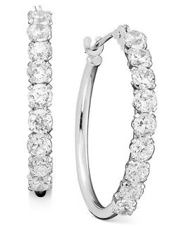 10k White Gold Swarovski Zirconia Hoop Earrings   Earrings   Jewelry & Watches