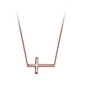 14kt Rose Gold East2West Cross Necklace adjustable Jewelry